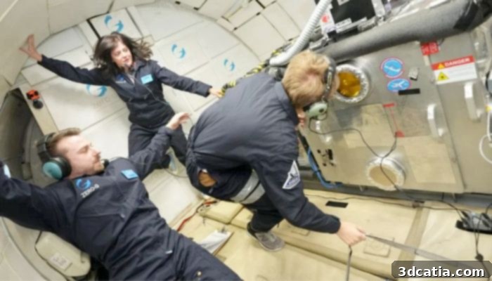 NASA team monitors laser beam welding in a vacuum chamber during a parabolic flight