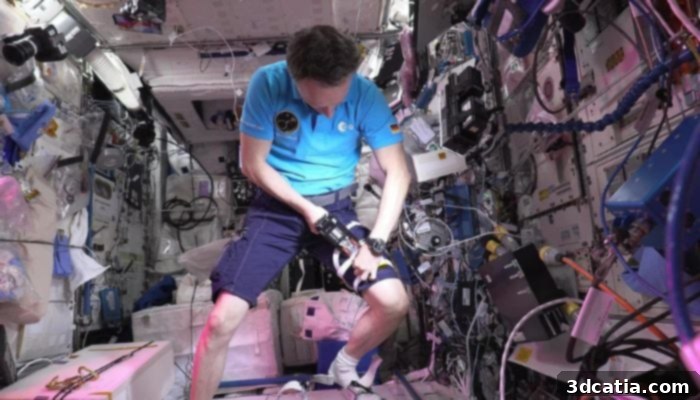 Astronaut Matthias Maurer testing the Bioprint FirstAid experiment on the ISS