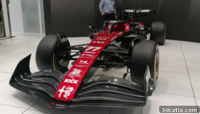Alfa Romeo racing car 3D printed parts at Formnext 2023 showcase additive manufacturing in automotive.