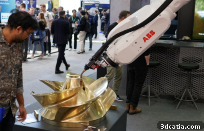 Robotic arms were a common sight at Formnext 2023, showcasing advanced automation in additive manufacturing.