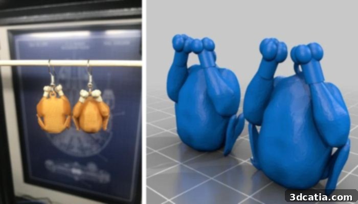 3D Printed Thanksgiving Turkey Earrings