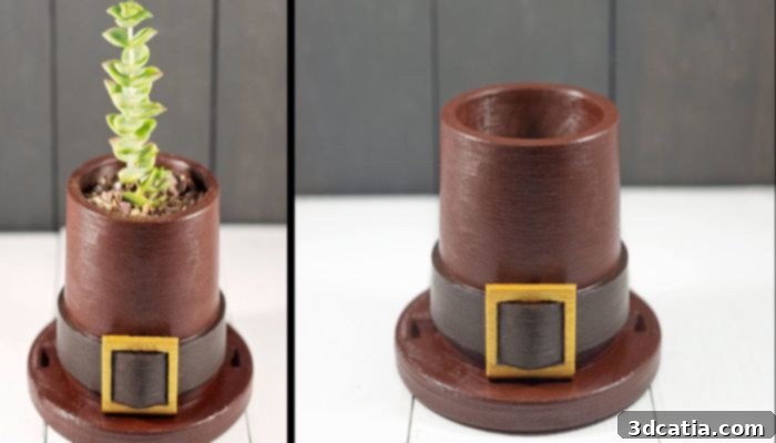 3D Printed Pilgrim Hat Planter for Thanksgiving