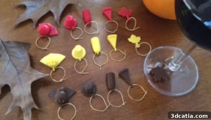 3D Printed Thanksgiving Drink Charms