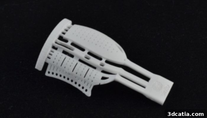 Silicore 3D printed foundry core for complex casting geometries.