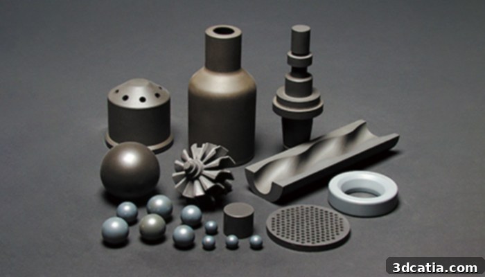 Silicon nitride components created via additive manufacturing.