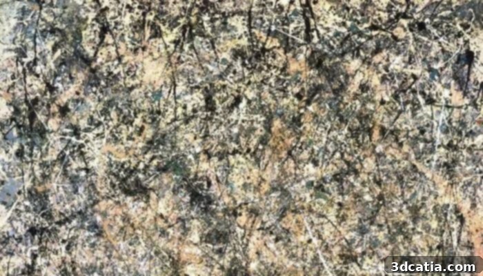Jackson Pollock's Number 1 (Lavender Mist), 1950, showcasing his iconic drip painting style and control over fluid dynamics
