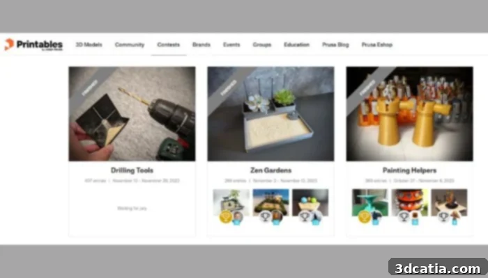 The Printables community has several design contests a month with a wide range of topics.