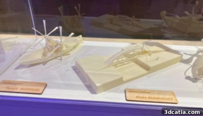 A display of the winning models from the 3D printed OpenCodex Challenge, featuring five designs now integrated into "The Inventor" film. (Credits: 3Dnatives)