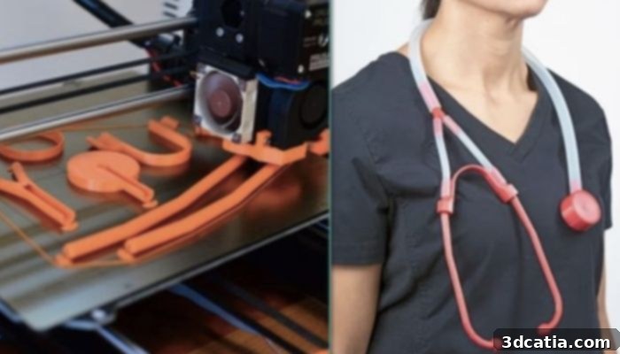 Components for a 3D printed stethoscope (Photo credits: Glia)