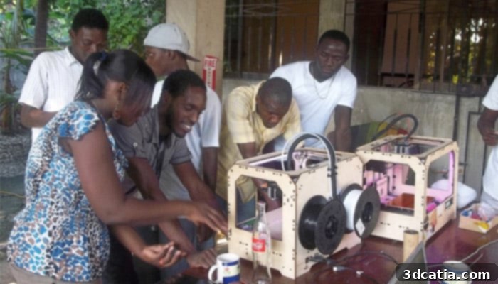 Awareness, training, and education are important steps toward building networks of 3D printing in communities around the world. (Photo credits: Field Ready)