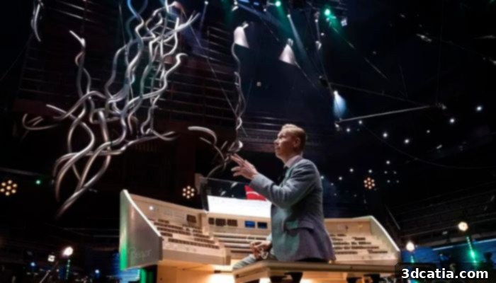 Jan Lehtola and the 3D-printed Rieger organ, showcasing the intricate pipes.