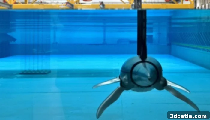 3D printed pliosaur robot swimming in a wave tank
