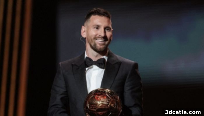 Lionel Messi winning his 8th Ballon d'Or award