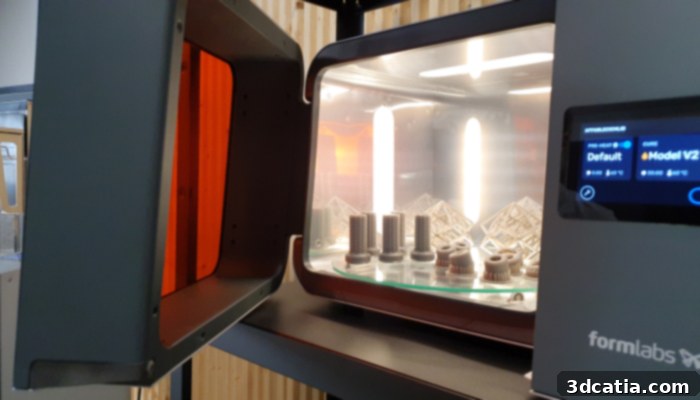 Dedicated machines for washing and curing resin 3D prints to automate post-processing.
