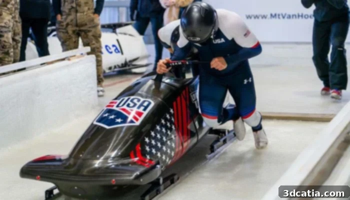 Bobsled start phase with 3D printed parts