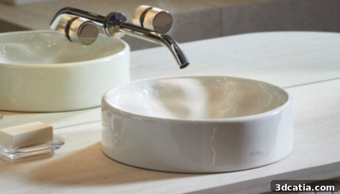 The elegant 3D-printed Rista sink from Kohler, showcasing its unique design.
