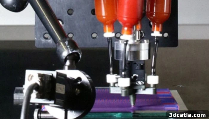Single print head with four filament feeders for multi-material 3D printing