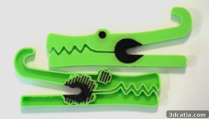 Multi-material 3D prints combine different properties like hard and soft