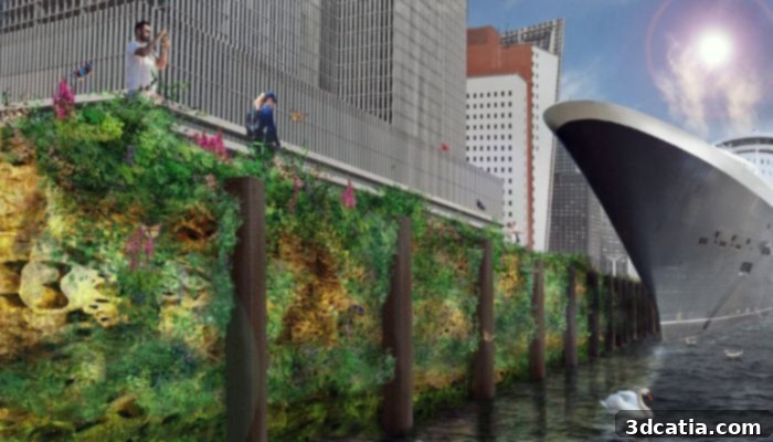 Example of a possible application of Reefs in an urban environment by Urban Reef