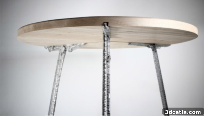 Robust table legs crafted using the Liquid Metal Printing method