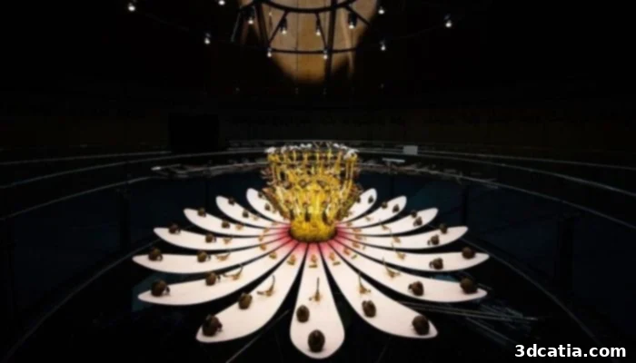 Reshaping Creativity: 3D Printing's Artistic Revolution 3 Mat Collishaw's Equinox, a gigantic 3D printed lotus flower zoetrope at Dubai Expo 2020.