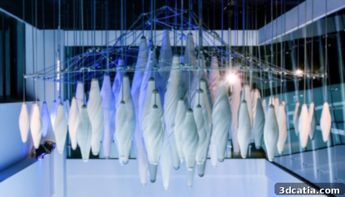Reshaping Creativity: 3D Printing's Artistic Revolution 6 The Yinyun art installation, featuring 85 3D printed ceramic pieces from recycled material.