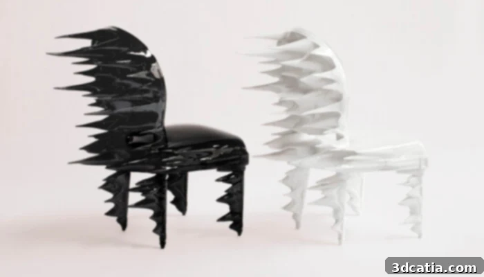 Reshaping Creativity: 3D Printing's Artistic Revolution 8 MAD Architects' 3D printed 'Meteor' chairs, reinterpreting Christian Dior's Medallion Chair.