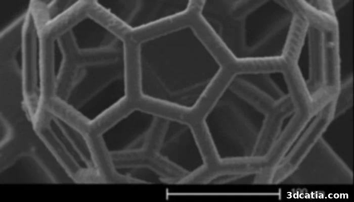 A close-up image showing the intricate football-like support structure for artificial cartilage, developed using 3D printing technology at TU Wien.