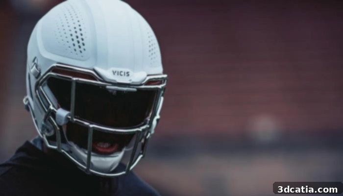 Vicis Zero2-R Matrix ID Trench helmet, showing its complex 3D printed internal padding for enhanced player safety.
