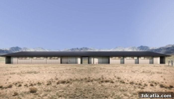 3D Printed Barracks at Fort Bliss, showcasing the innovative construction method and design.