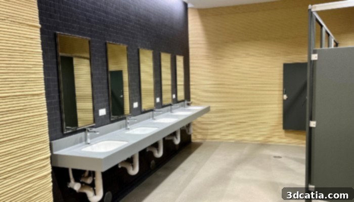 Inside view of a 3D printed military barracks, showing the spacious and modern interior.