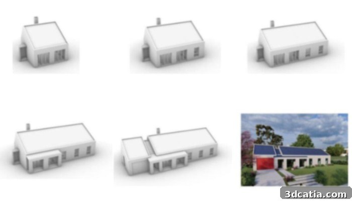 Renderings of innovative 3D printed concrete houses designed for Alaska's climate, showcasing modern, durable structures.