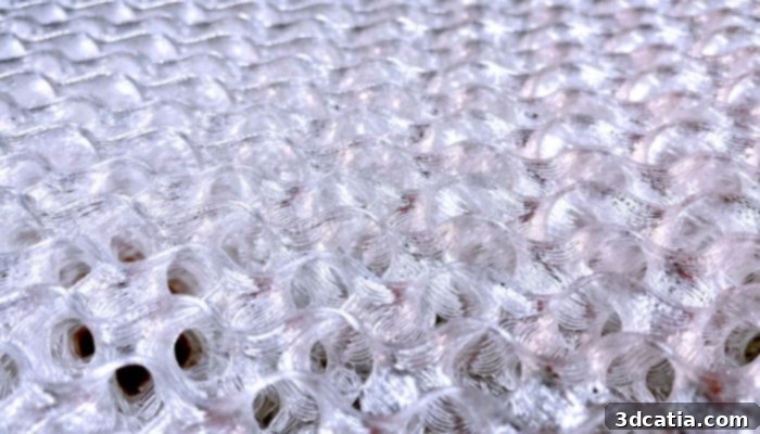 Detailed view of a 3D printed gyroid structure for wheelchair seats
