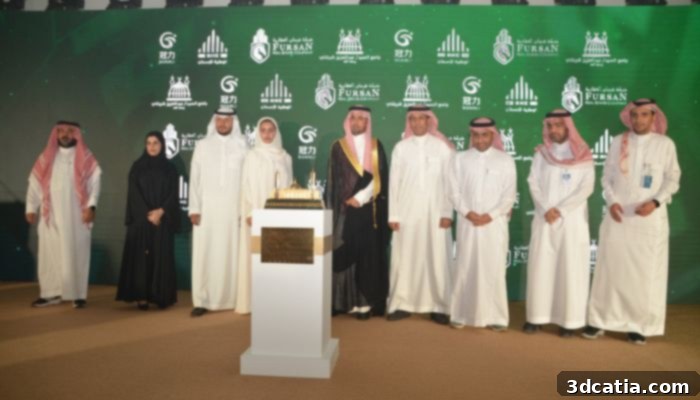 Saudi officials and Mrs. Wajnat Abdulwahed at the unveiling of the 3D printed mosque