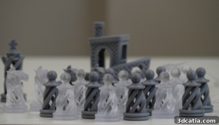 Un jeu d'échec imprimé sur l'imprimante 3d HeyGears