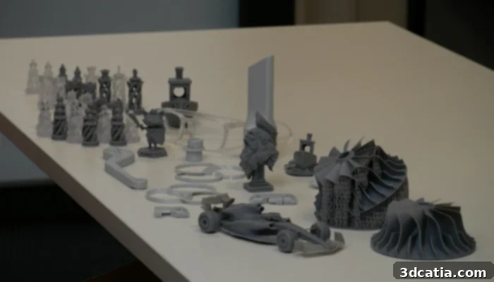 Un ensemble de pièces imprimées avec la UltraCraft Reflex de HeyGears