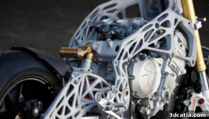 3D printed prototype of a motorcycle frame for testing