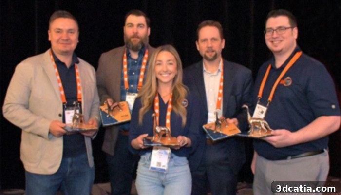 The five DINO Award recipients standing with their awards.