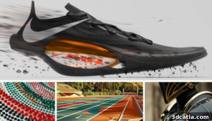 Concept designs for Kenyan runner Faith Kipyegon, showcasing AI-generated iterations and final shoe design from the Nike A.I.R. project.