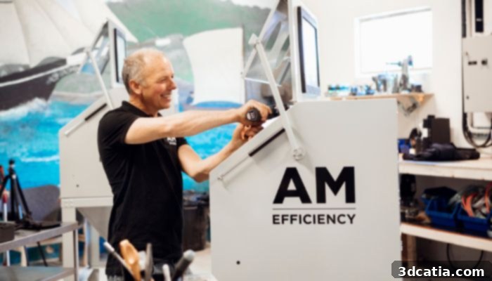 Ulf Qviberg, CTO and Founder of AM Efficiency, demonstrating one of the company’s advanced post-processing solutions