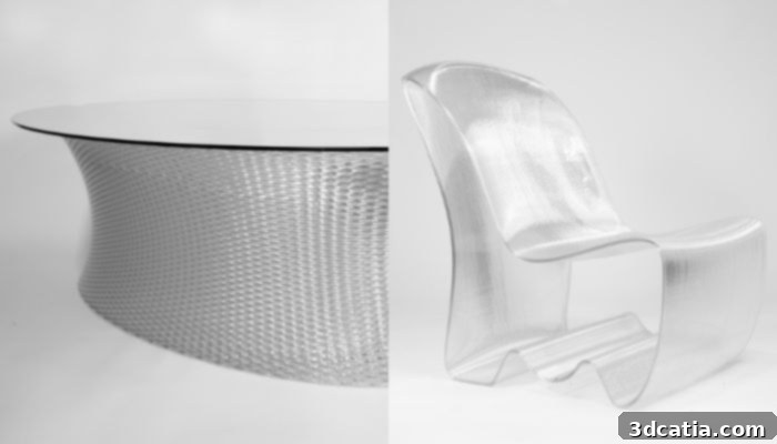 Recyclable furniture made with 3D printing and sustainable materials