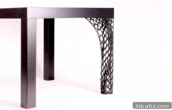 The LACK coffee table with custom 3D-printed base