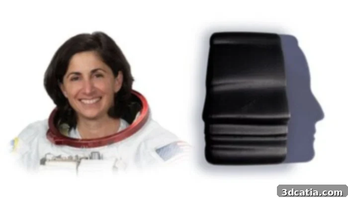 NASA Astronaut Nicole Stott and her silhouette integrated into the Freedom Payload design, symbolizing the future of space exploration.
