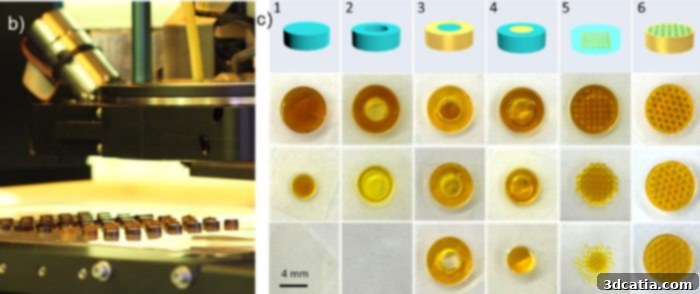 3D printed tablets designs showing multi-material inkjet 3D printing technology.