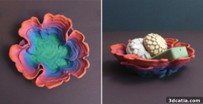 3D printed objects with gradient colors from iSANMATE Rainbow filament