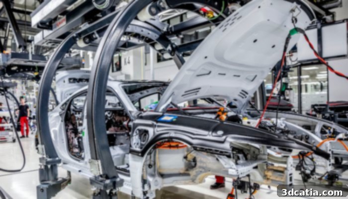 Audi Sport technician utilizing 3D printed tools on the E-Tron GT production line.