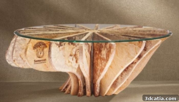 Mycelium-based designer furniture from SAMOROST collection