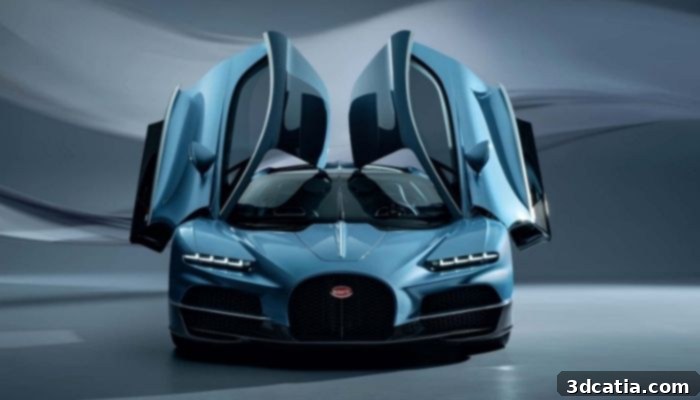 The Bugatti Tourbillon, showcasing its lightweight design and immense 1,800 horsepower.