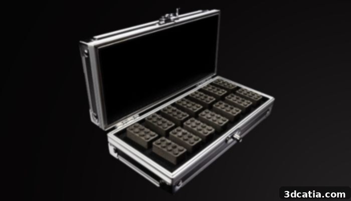 ESA LEGO bricks printed from material similar to Regolith for lunar construction research.