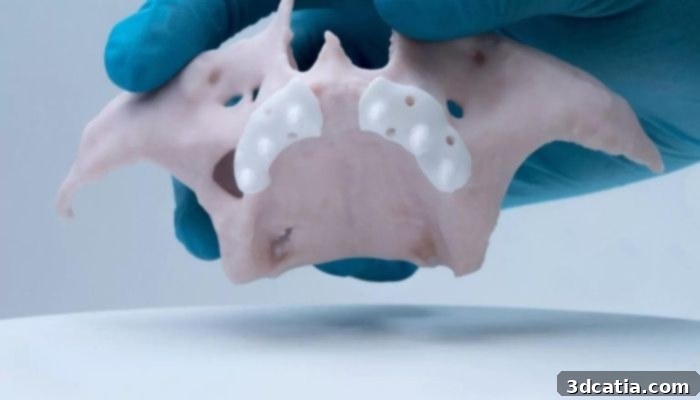 Close-up of the ceramic dental implant